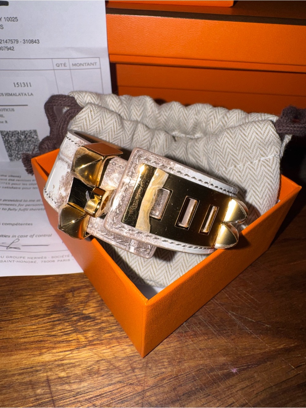 2026 Hermes Collier De Chien 24 in Himalaya on Gold Hardware